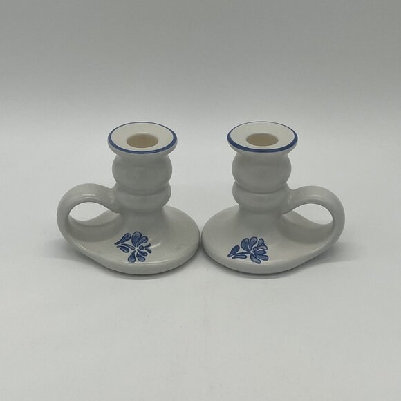 Set of 2 Vintage Pfaltzgraff Yorktowne Candle Holders with Handles - Picture 6 of 6